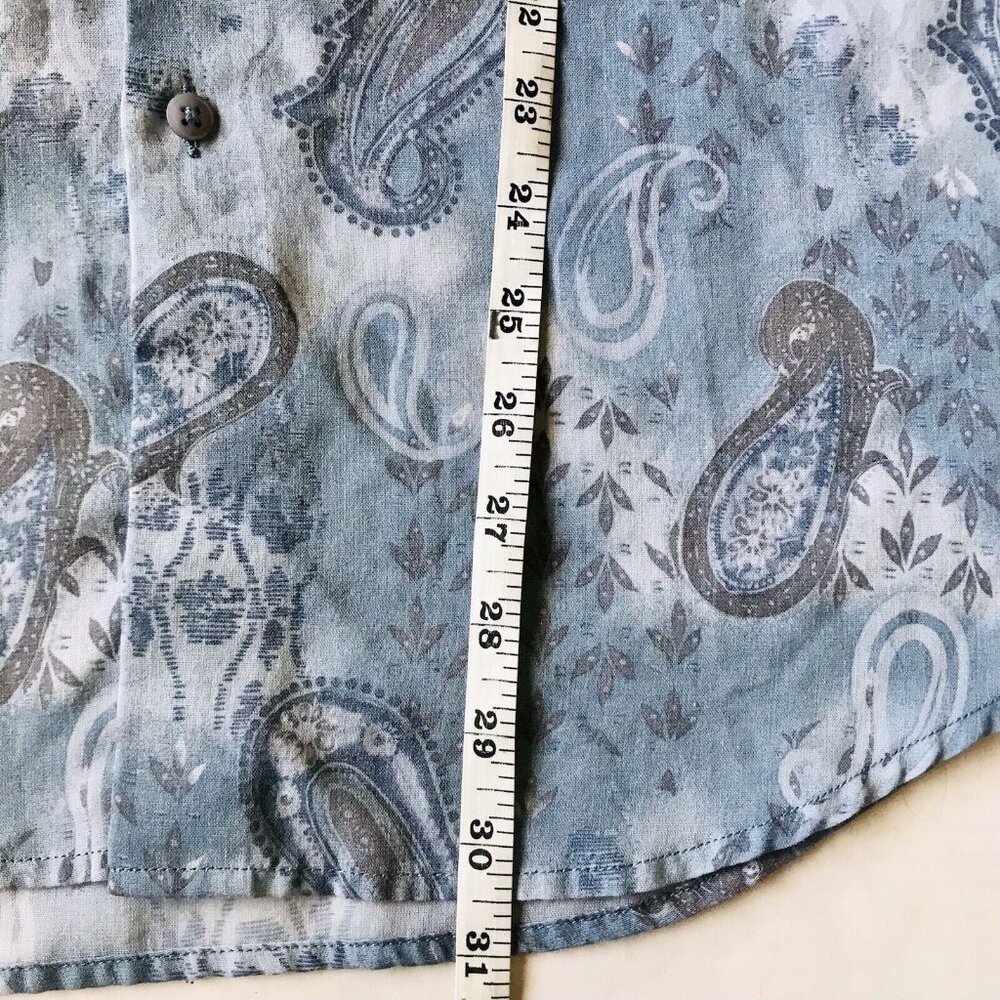 Vintage Reunion Blue Paisley Print Long Sleeve Button Up Shirt Size Large - Picture 8 of 9
